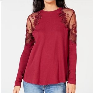 Free people daniella embroidered illusion top